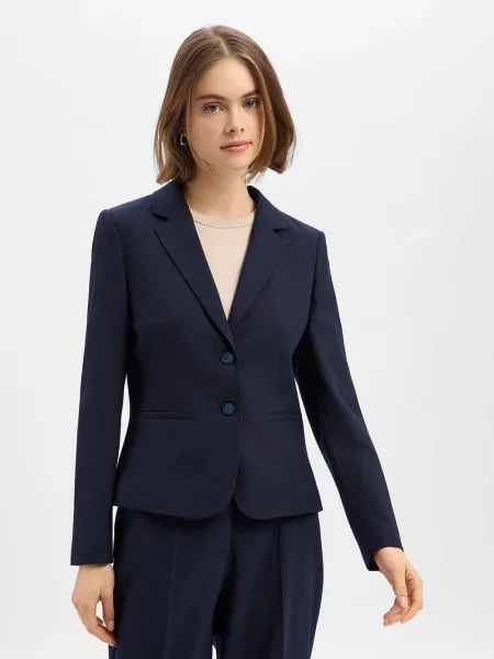 Żakiet o kroju slim fit z kołnierzem z połami More & More granatowa