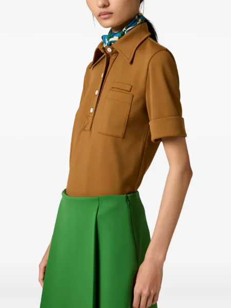 Tricou polo Miu Miu scurt maro
