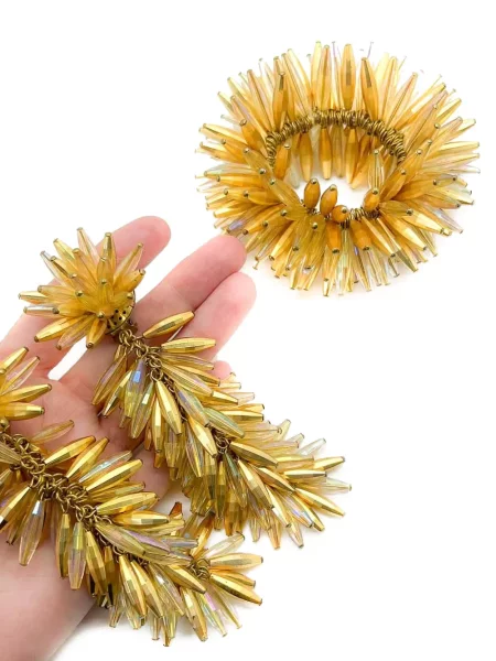 Обеци Jennifer Gibson Jewellery мъниста златисто