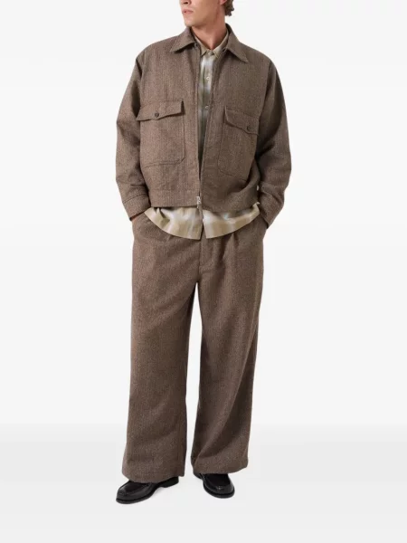 Geacă Universal Works cu model herringbone maro
