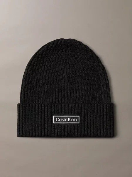 Calvin Klein Jeans Damska czapka z dzianiny z zawartością kaszmiru Kobiety niebieski jednolity ONE SIZE czarne