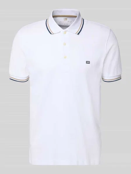 Koszulka polo w kroju regular fit z kontrastowymi paskami Christian Berg Men biała