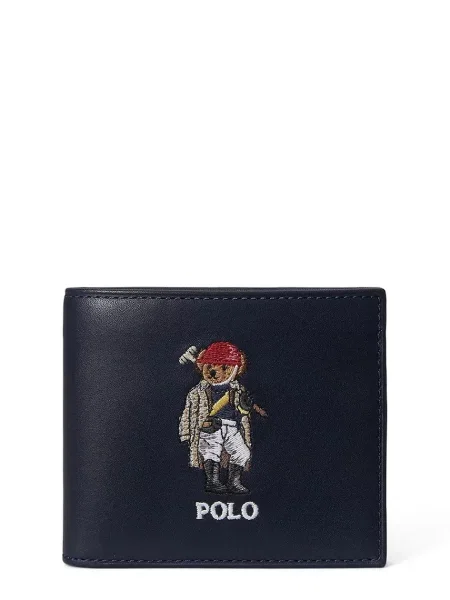 Usnjena denarnica Polo Ralph Lauren modra