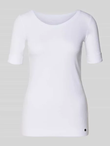 T-shirt z zakładką na rękawach i okrągłym dekoltem Marc Cain biała