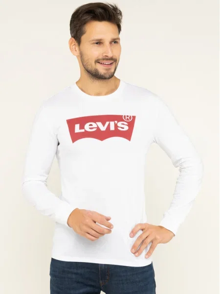 Levi's® Тениска с дълъг ръкав Graphic Tee Бял сиво