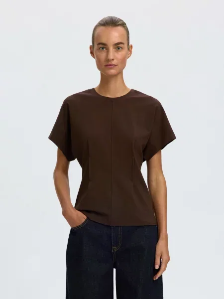 SELECTED Tricou SLWERA' maro