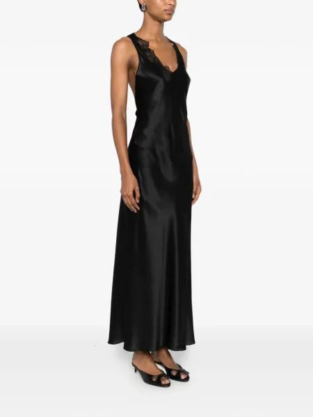 Rochie maxi Sir din dantelă negru