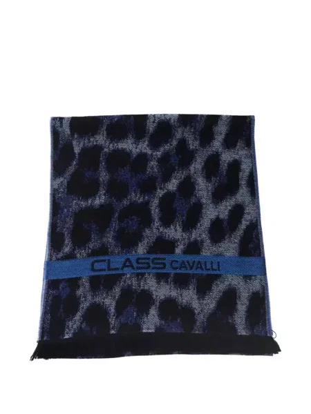 Fular Cavalli Class cu imagine cu model leopard albastru