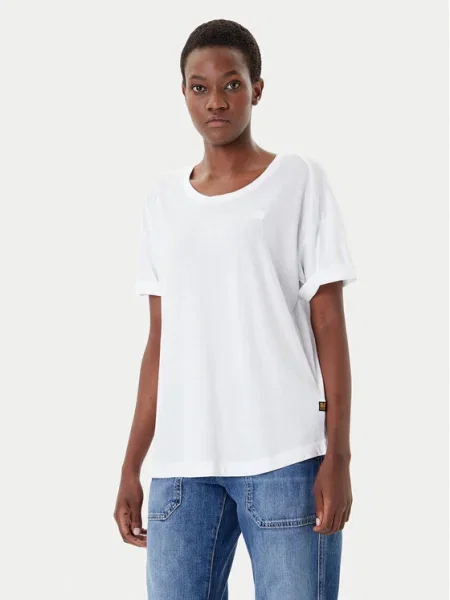 G-Star Raw Tricou Rolled Up alb