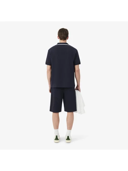 Lacoste Szorty Z Dwuwarstwowego Piqué Relaxed Fit granatowe