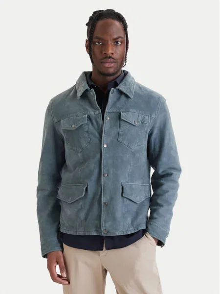 Milestone Usnjena jakna Valerio modra