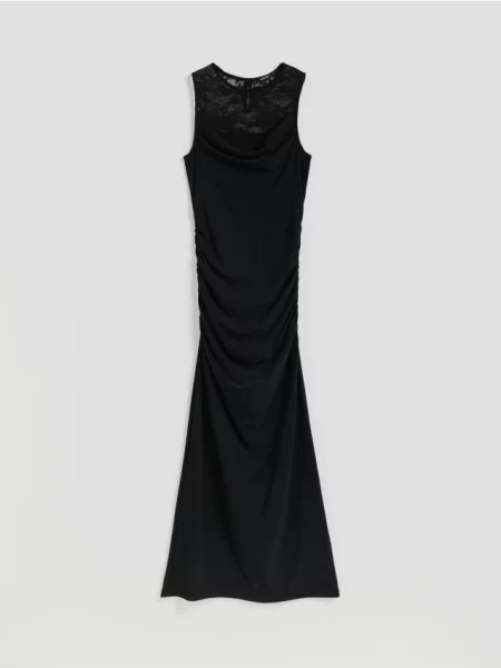 Reserved Rochie maxi cu dantelă negru
