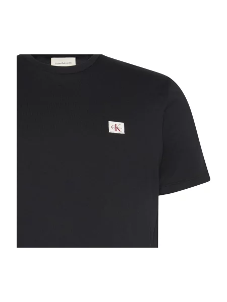 Rövid ujjú rövid jersey póló Calvin Klein fekete