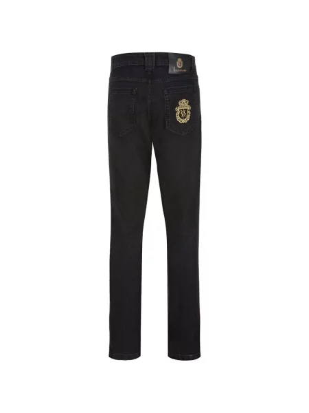 Blugi Billionaire cu broderie negru