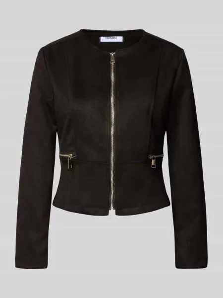 Kurtka z imitacji skóry z ozdobnym zamkiem błyskawicznym Zabaione czarna