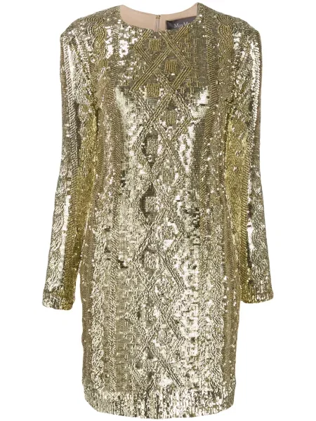 Rochie Max Mara cu paiete de costum auriu