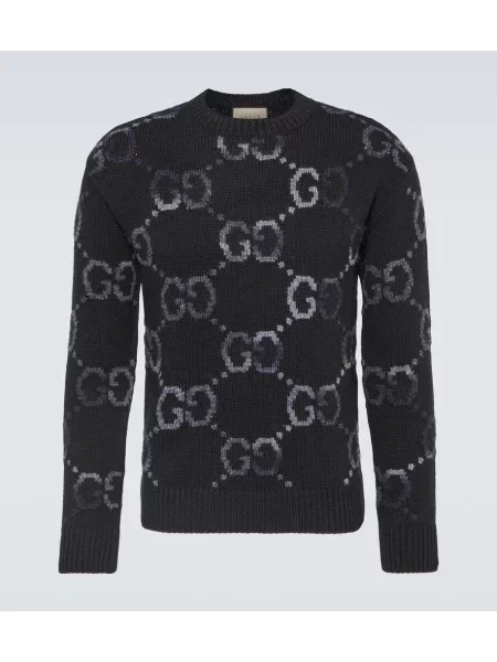 Gyapjú szvetter Gucci fekete