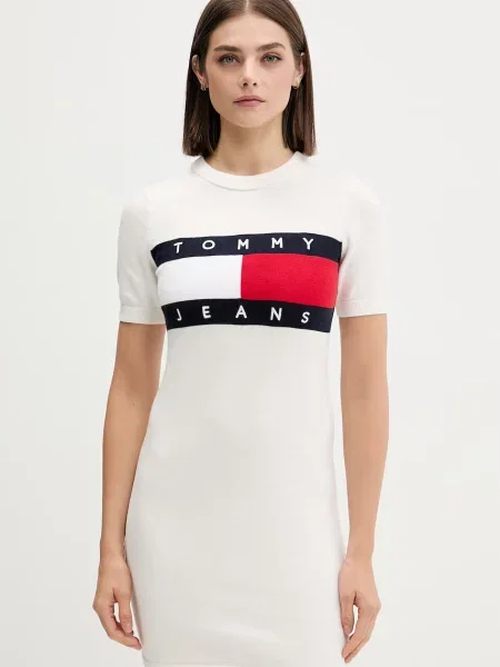 Tommy Jeans rochie tricotată din bej