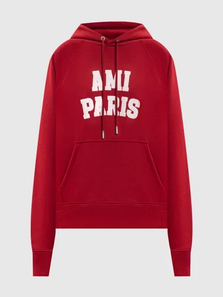 Худі з нашивкою логотипа Ami Paris червоне