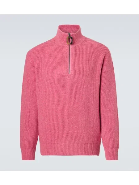 Pulover Jw Anderson de lână de jumătate de fermoar roz