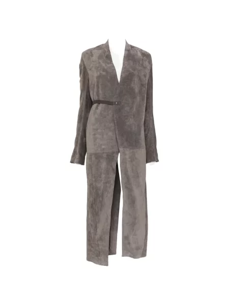 Palton Rick Owens din piele de căprioară plic gri