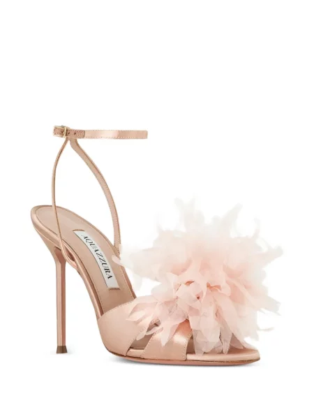 Презрамки сандали Aquazzura на цветя изрязани розово