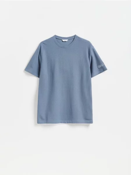 Reserved Tricou din comfort metalizat albastru