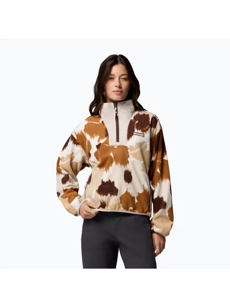 Bluză fleece pentru femei Columbia Sequoia Grove II Printed Half Zip camel brown ikatbloom maro