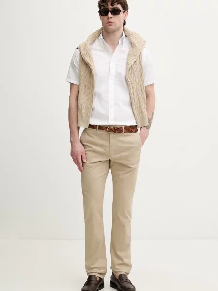 Tommy Hilfiger nohavice chinos pánske s elastanom béžová