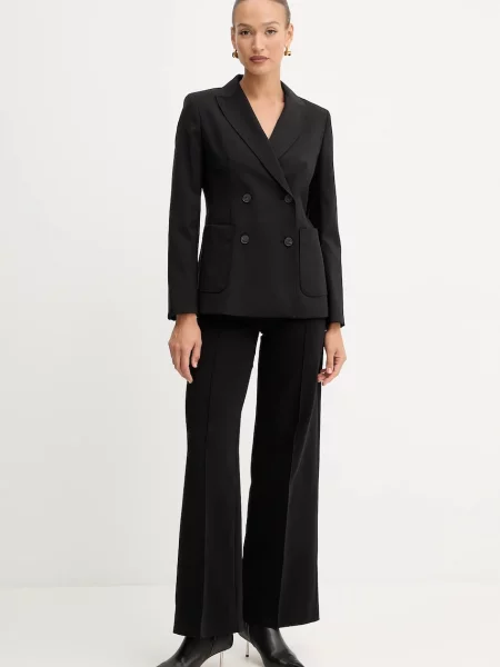 Вовняний піджак Weekend Max Mara ORNATI двобортний однотонний чорний