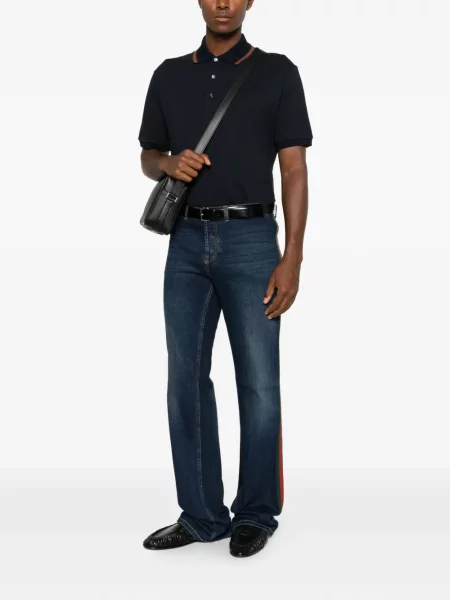 Tricou polo Gucci cu dungi albastru