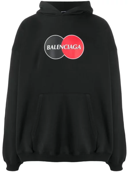 Hanorac cu glugă Balenciaga cu imagine negru