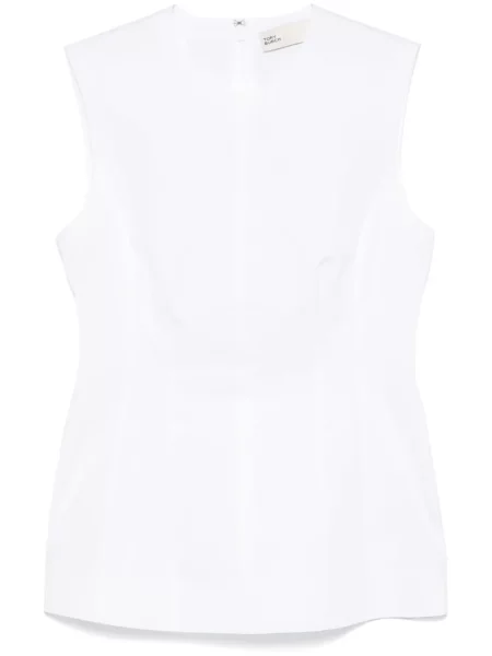 Top Tory Burch din poplin alb