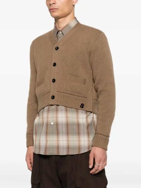 Cardigan Sacai cu broderie maro