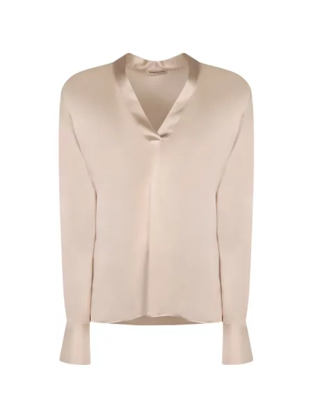 Bluză Blanca Vita din satin cu decolteu în V