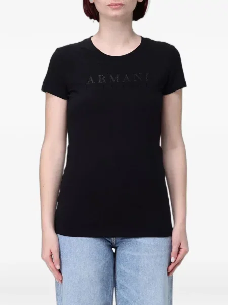Tricou Armani Exchange cu decolteu rotund negru