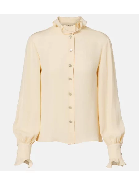 Cămașă Valentino de mătase cu volane bej