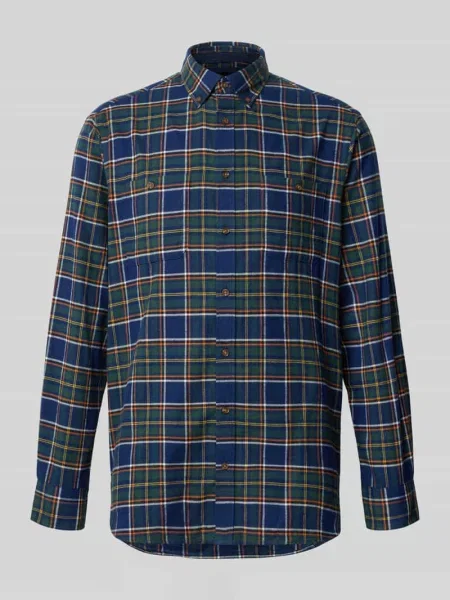 Koszula o kroju slim fit casualowa z flaneli z kołnierzykiem typu button down Christian Berg Men granatowa