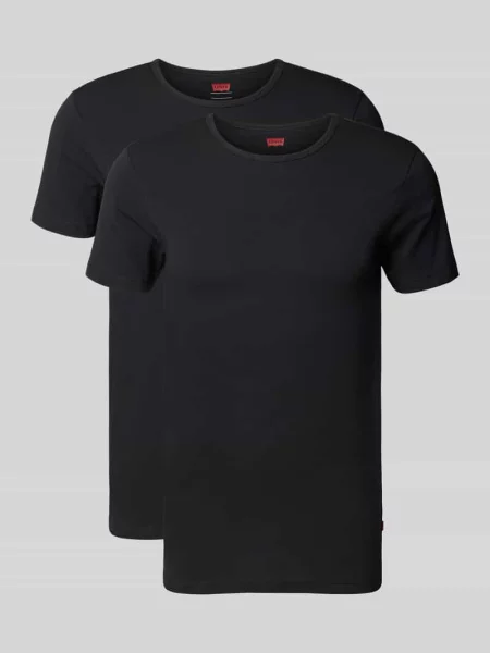 T-shirt z okrągłym prążkowanym dekoltem w zestawie 2 szt. Levi's czarna