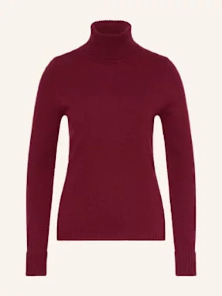 Ftc Cashmere Svetr S Rolákem Z Kašmíru tmavě červená