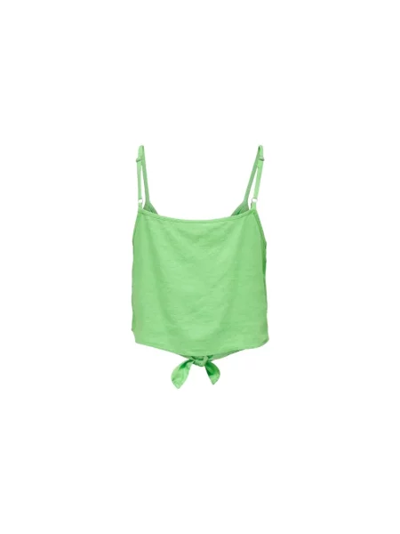 Lniany top Only z dekoltem w serek zielony