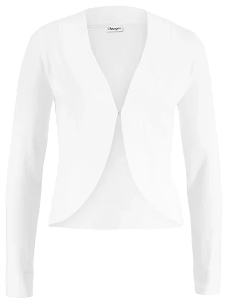 Krótki sweter rozpinany z lejącą wiskozą biały