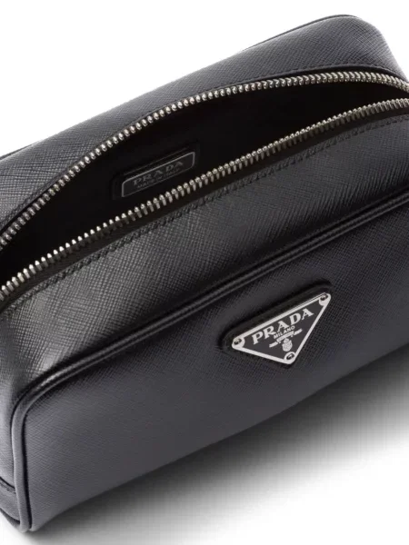 Δερμάτινη τσάντα Prada μαύρο