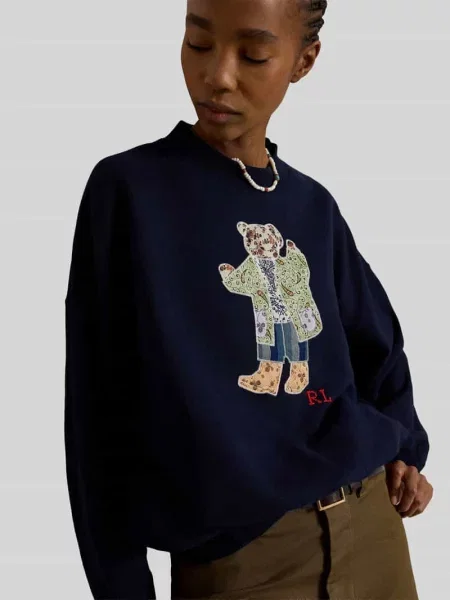 Bluza o kroju loose fit z mieszanki bawełny Polo Ralph Lauren niebieska