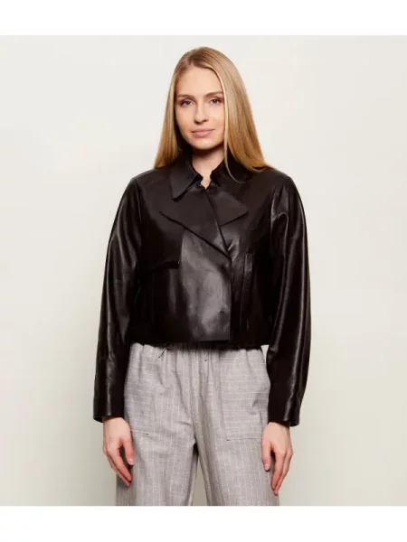 BOSS BLACK Geacă de piele Sarcae | Relaxed fit maro