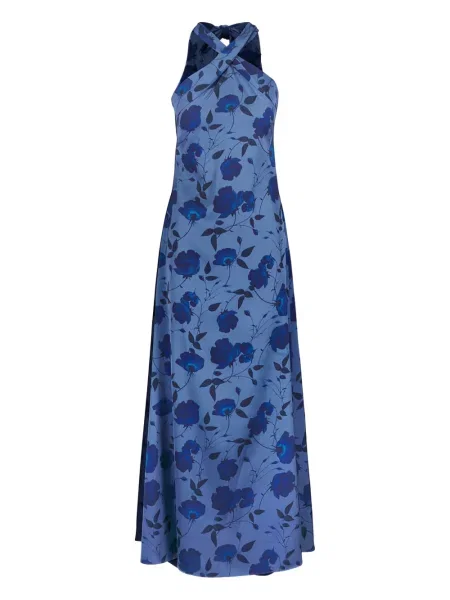 Rochie maxi Sachin & Babi cu model floral cu gât halter albastru