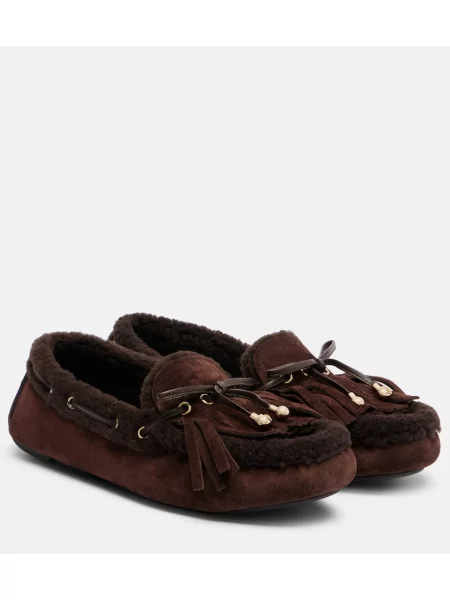 Pantofi loafer Jimmy Choo din piele de căprioară maro