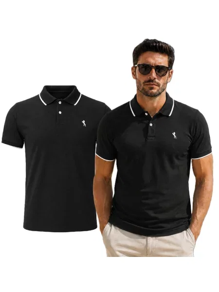 Tricou polo Lion negru