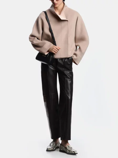 Кожаные повседневные брюки Emporio Armani коричневые