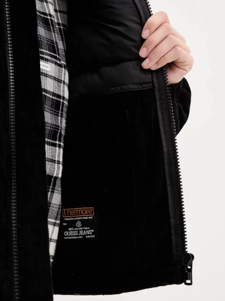 Вельветова куртка Guess Jeans зимова чорний